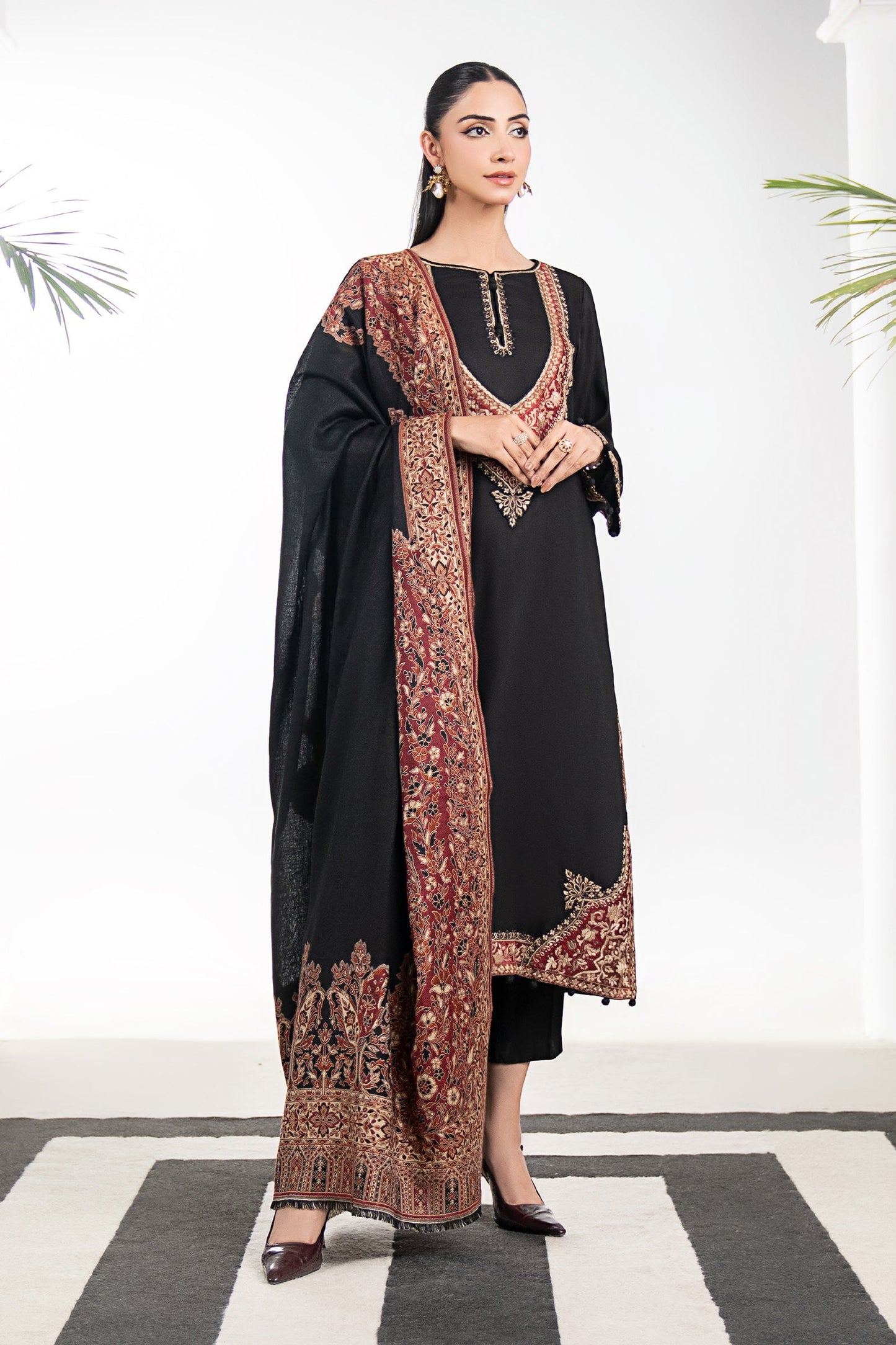3 Piece Embroidered Linen Suit