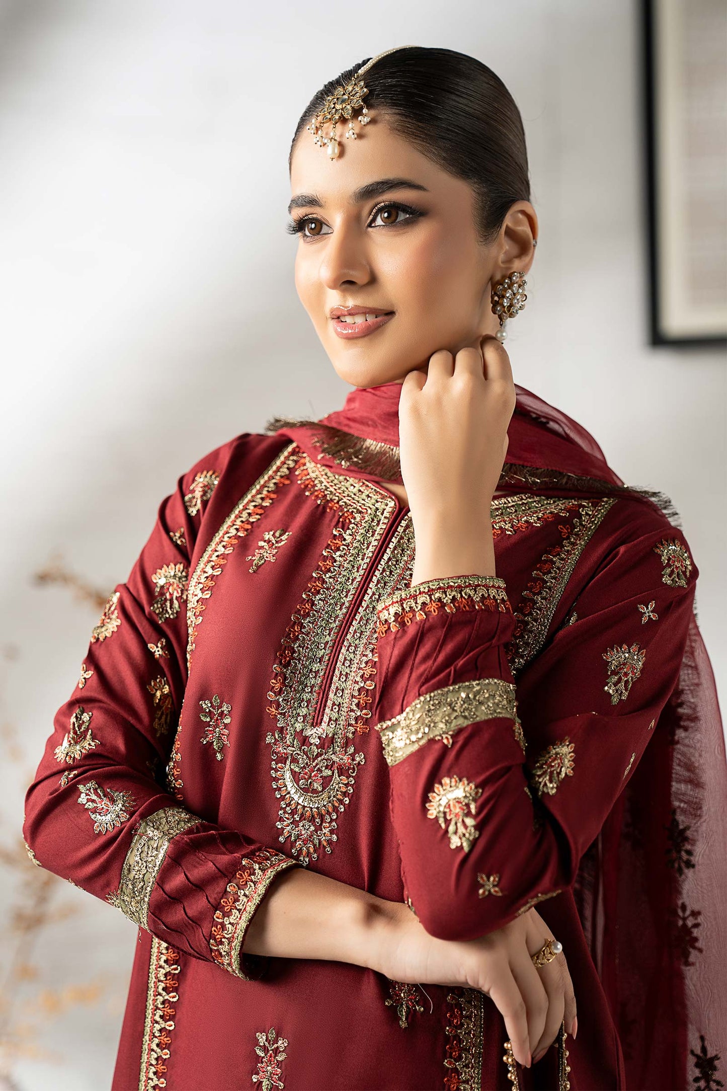 3 Piece Embroidered Linen Suit