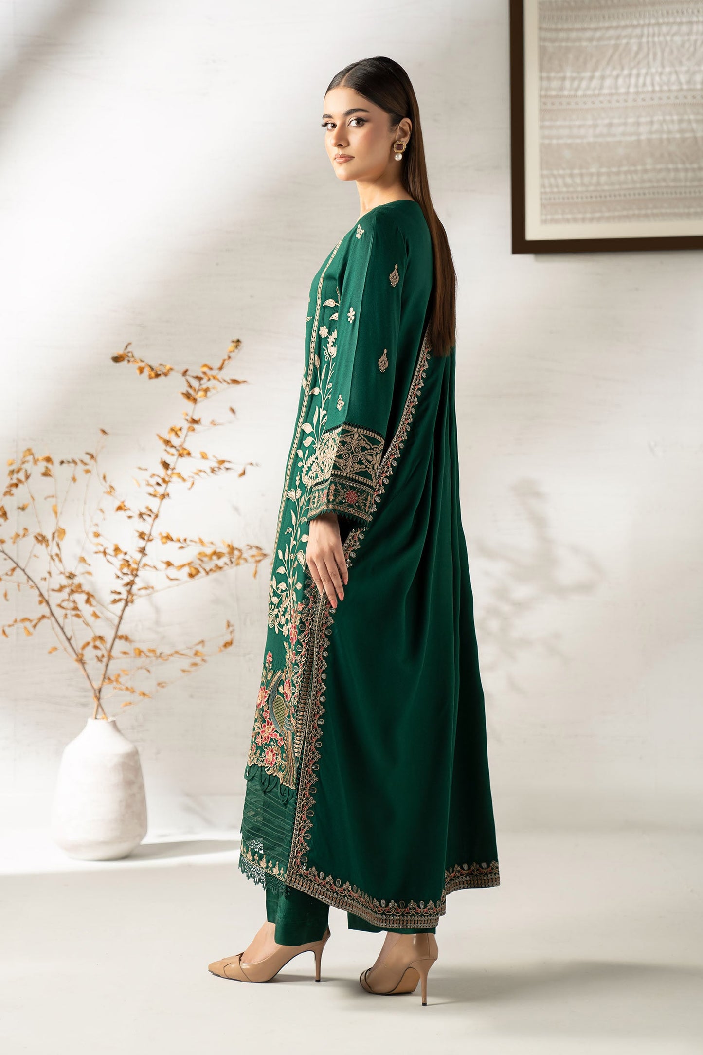 3 Piece Embroidered Linen Suit