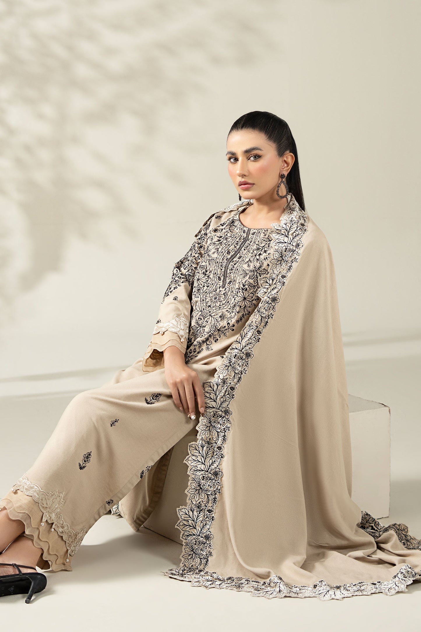 3 Piece Embroidered Karandi Suit