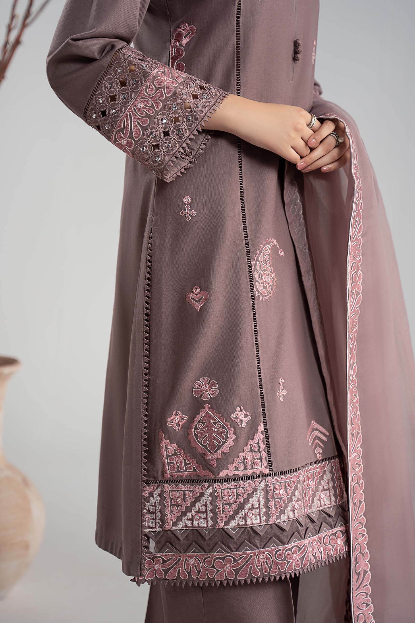 3 Piece Embroidered Marina Suit