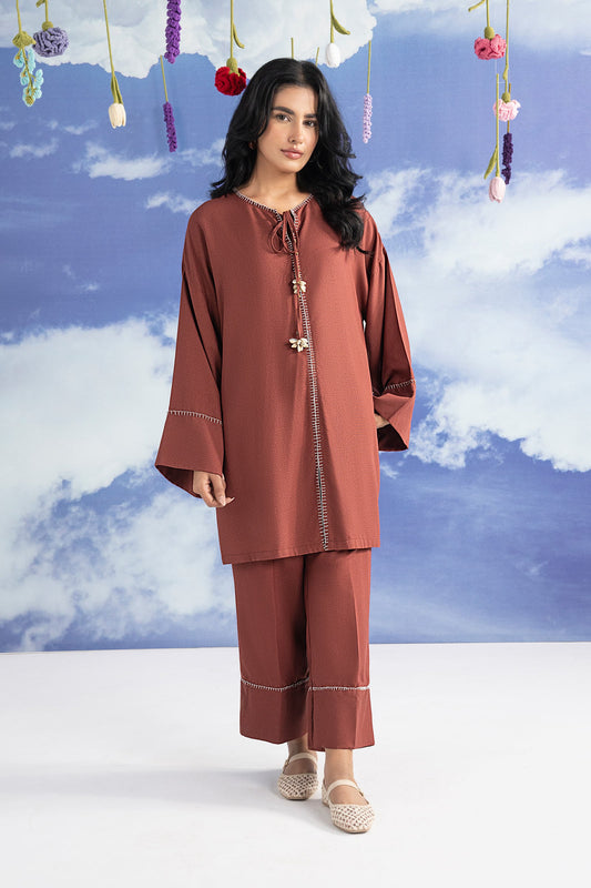 2 Pc Dyed Rib Karandi Suit