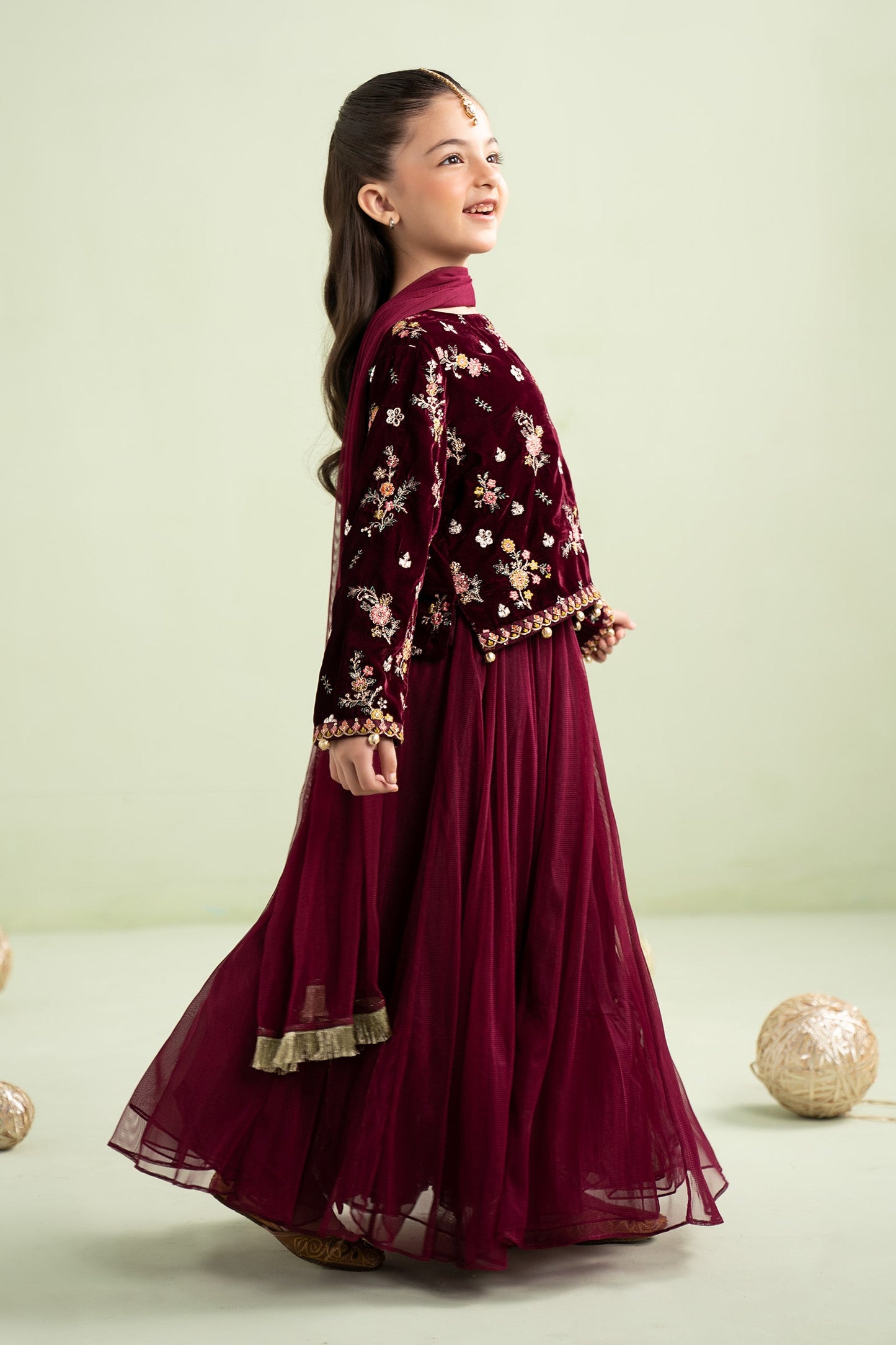 3 Piece Embroidered Velvet Suit