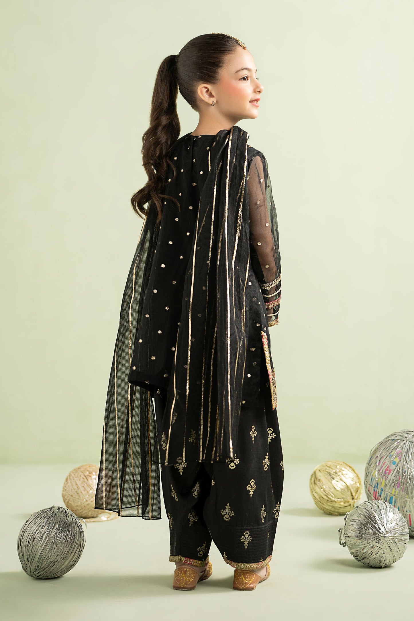 3 Piece Embroidered Lurex Organza Suit