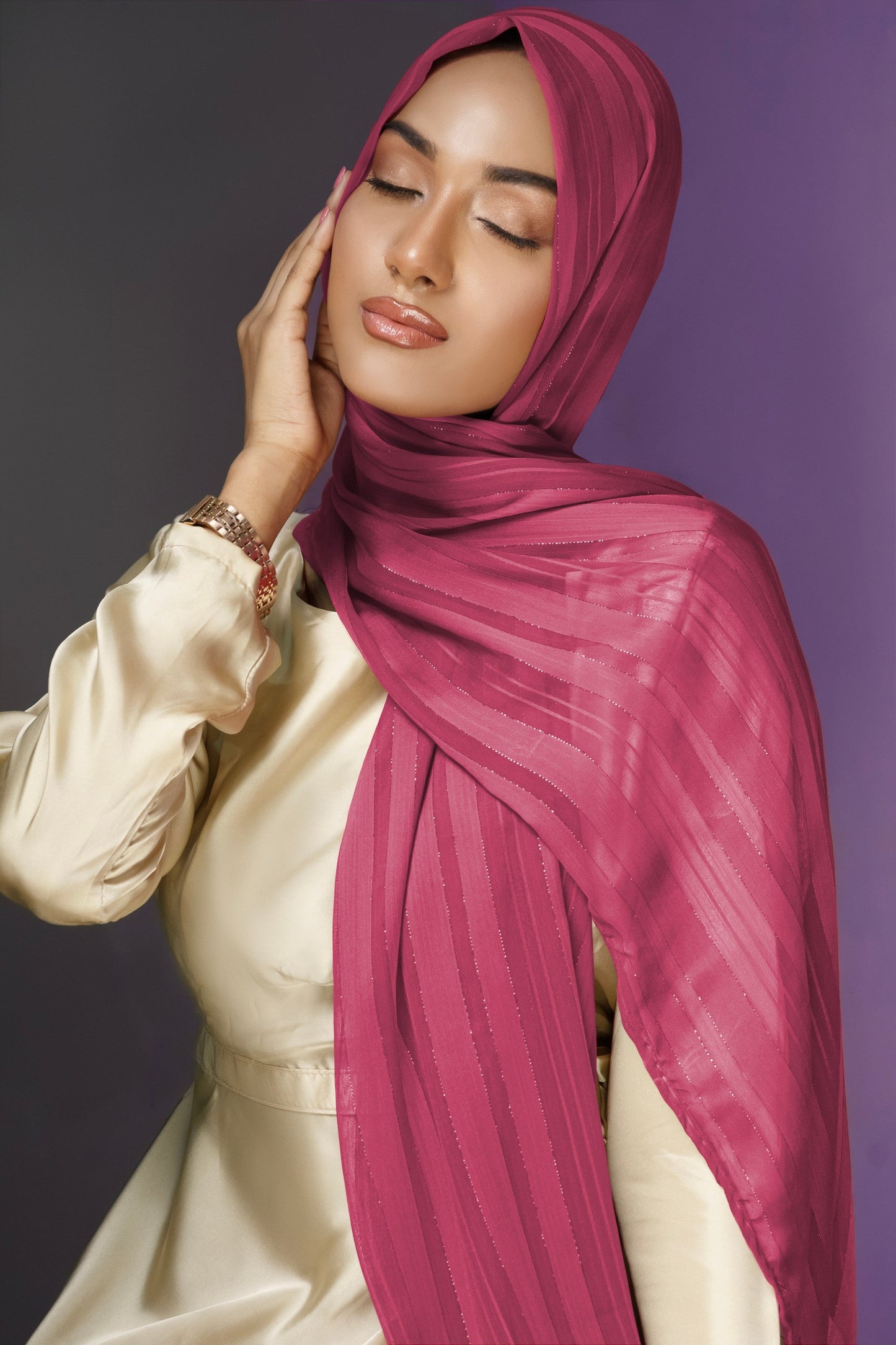 Zari Silk Lawn - Hot Pink