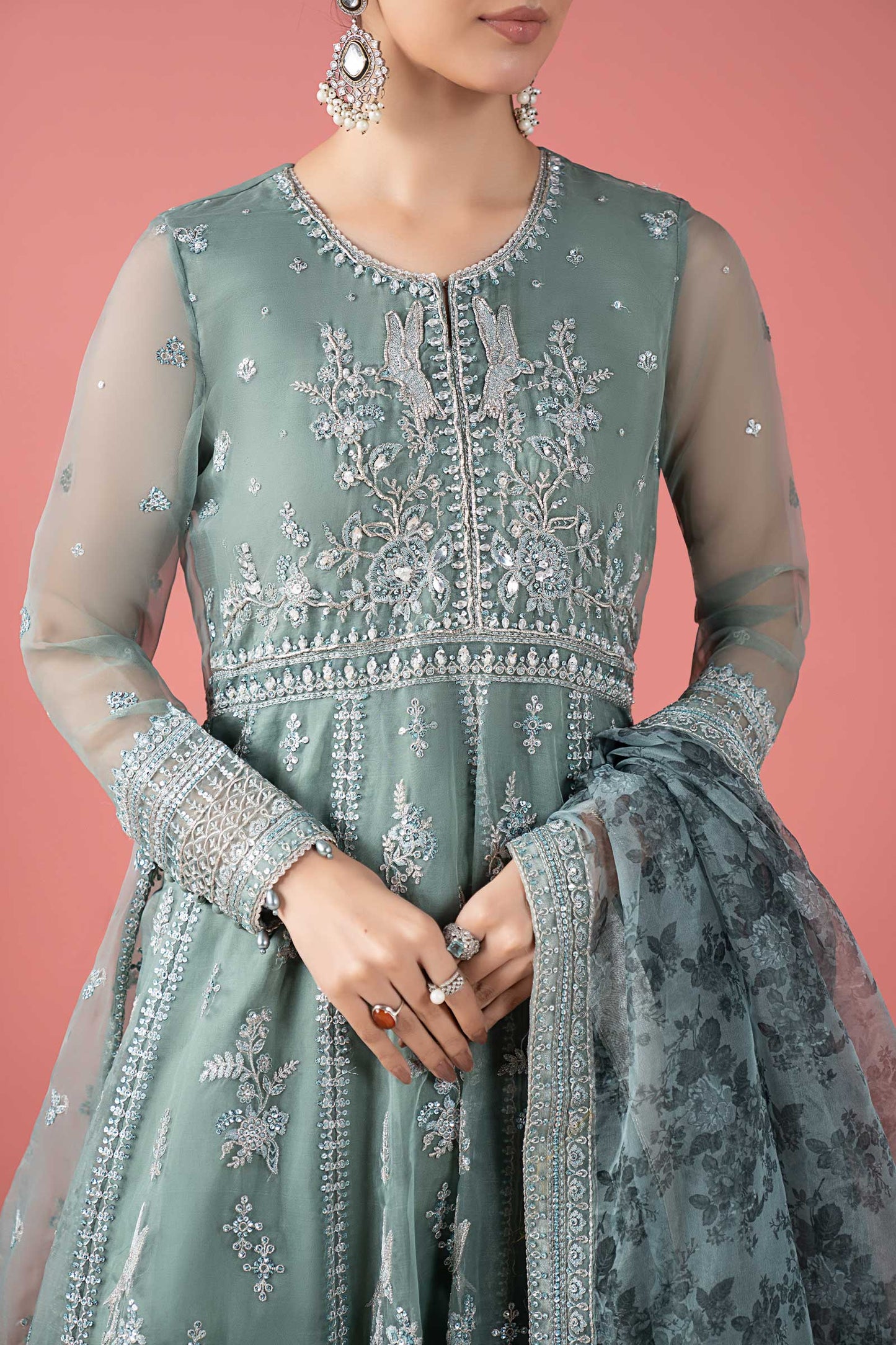 3 Piece Embroidered Organza Suit