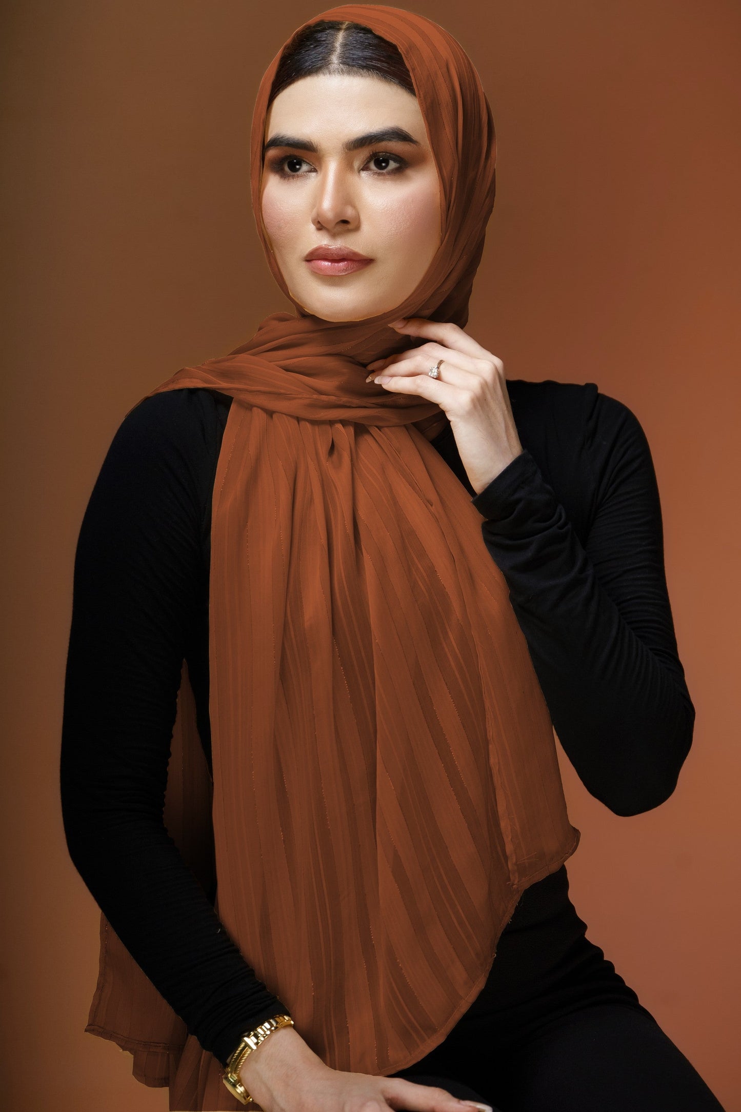 Zari Silk Lawn - Rusty Orange