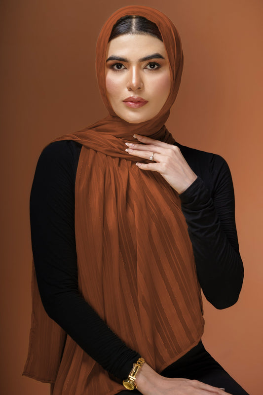 Zari Silk Lawn - Rusty Orange
