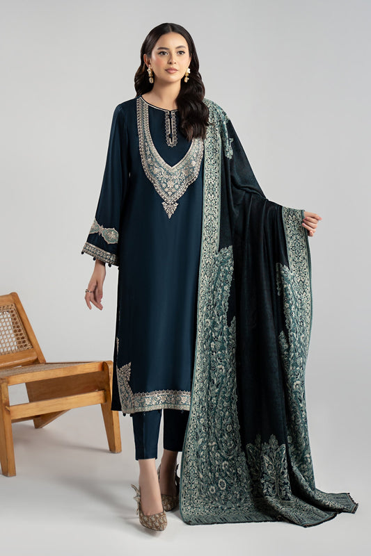 3 Piece Embroidered Linen Suit