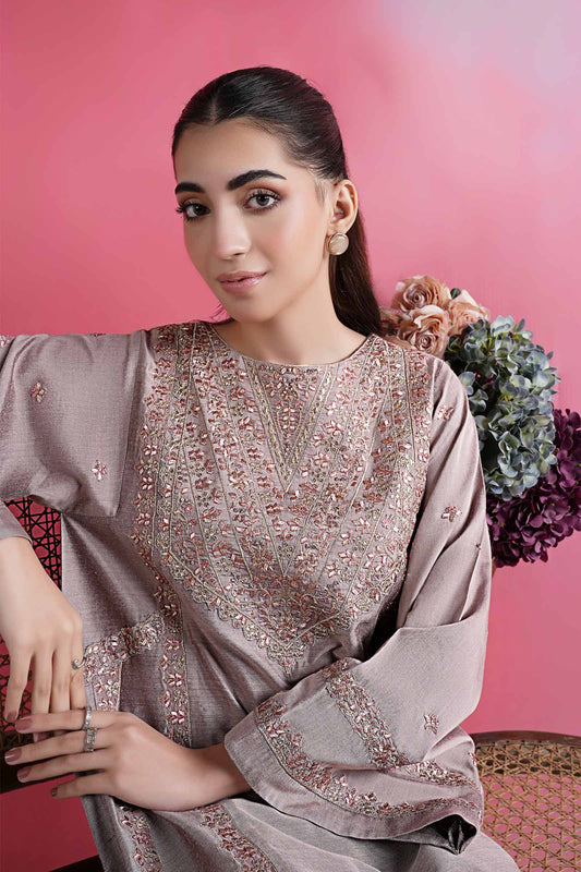 3 Pc Embroidered Two Tone Silk Suit