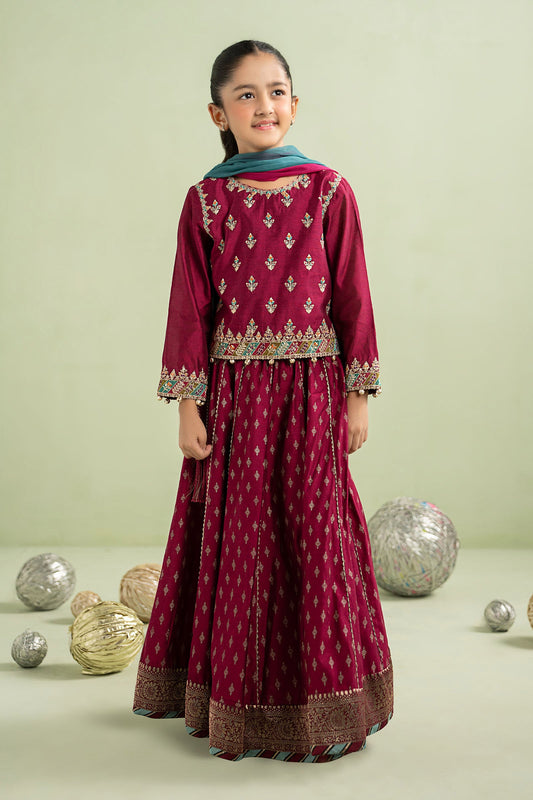 3 Piece Embroidered Silk Net Suit