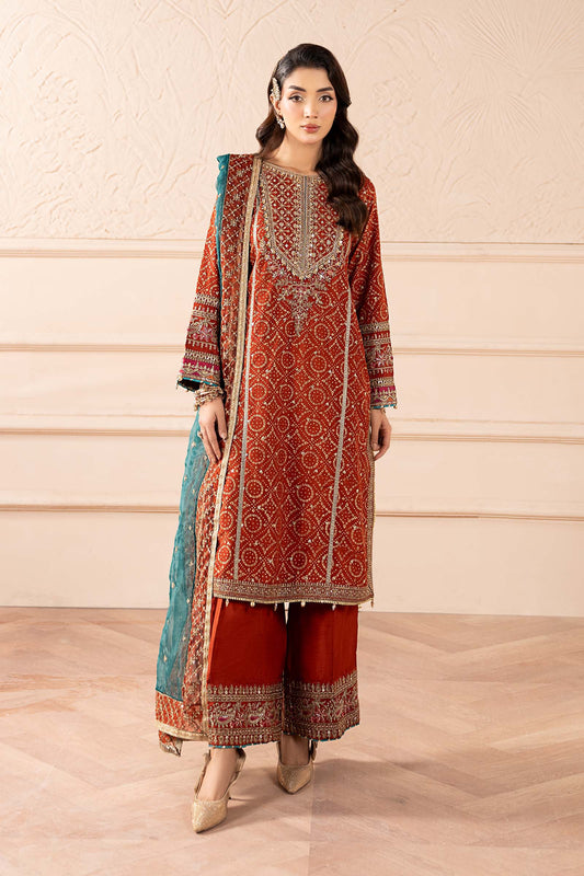 3 Piece Embroidered Raw Silk Suit
